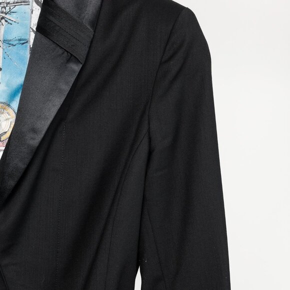 L.A.M.B. Vintage Black Wool and Satin Waistcoat Jacket - Picture 5 of 11